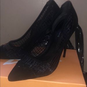 Black mesh heels